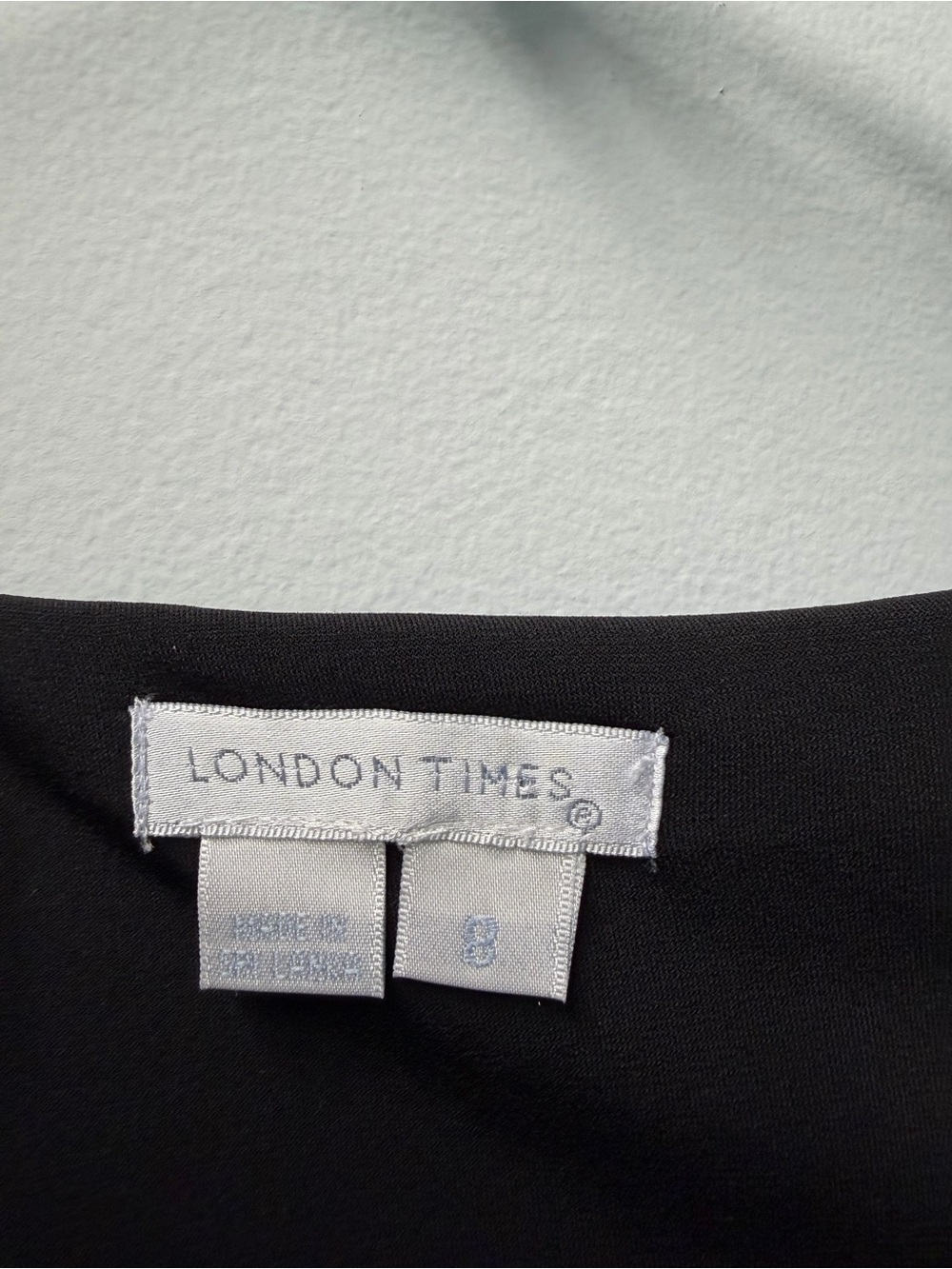 London Times Black Dress with Multicolor Geo Panel Size 8 - Picture 4 of 7